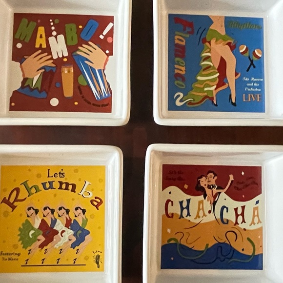 Vintage Set of 4 Latin dances Pottery Bran serving dishes Latin dances graphics. - Picture 8 of 13